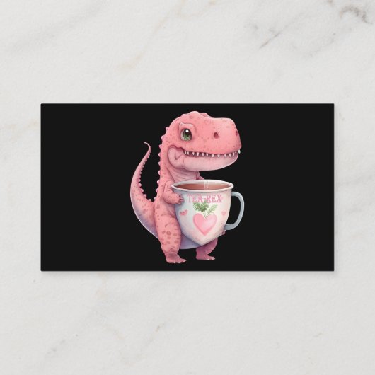 Thee Tijd TRex Dinosaurus Leuk Grappig Chibi Kawai Visitekaartje (Achterkant)