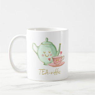 Thee-trui, theepot, theekopje, harten & rozen mok