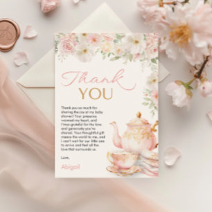 Thee-uitnodiging Baby Shower Bedankkaart