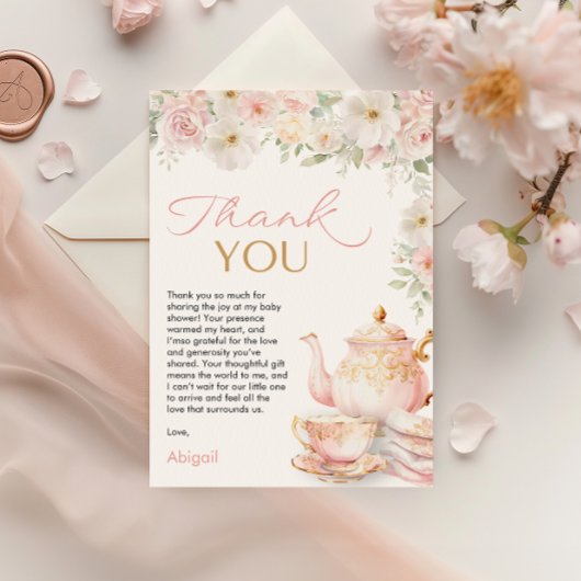 Thee-uitnodiging Baby Shower Bedankkaart