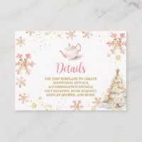 Thee-uitnodiging Roze Winter Baby Shower Details