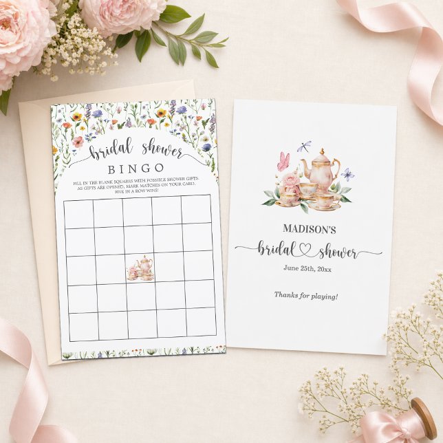 Thee-uittje Wilde Bloemen Bruidsdiner Bingo Spel (Creator heeft geüpload)