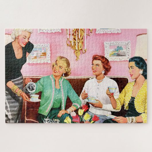 THEE VAN DE MIDDAG 1950'S RETRO KUNST LEGPUZZEL (Horizontaal)