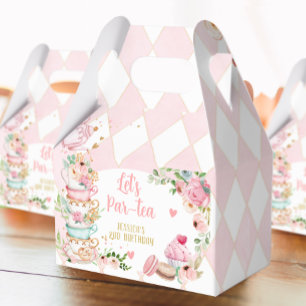 Thee Verjaardagsfeest Roze Bloemenmeisje Par-tea B Bedankdoosjes