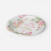 Thee Verjaardagsfeest Roze Bloemenmeisje Par-tea B Papieren Bordje (Gekanteld)