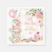 Thee Verjaardagsfeest Roze Bloemenmeisje Par-tea B Servet (Voorkant)