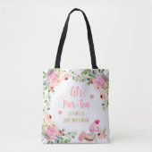 Thee Verjaardagsfeest Roze Bloemenmeisje Par-tea B Tote Bag (Voorkant)