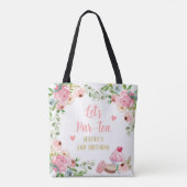 Thee Verjaardagsfeest Roze Bloemenmeisje Par-tea B Tote Bag (Achterkant)