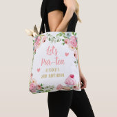 Thee Verjaardagsfeest Roze Bloemenmeisje Par-tea B Tote Bag (Dichtbij)
