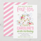 Thee Verjaardagsfeest Uitnodiging (Voorkant / Achterkant)