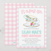 Thee Verjaardagsfeest Uitnodiging (Voorkant / Achterkant)