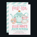 Thee Verjaardagsfeest Uitnodiging<br><div class="desc">Thee Verjaardagsfeestuitnodiging Het is een Par-Tea! Schattige thema voor een verjaardagstheefeest!</div>