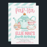 Thee Verjaardagsfeest Uitnodiging<br><div class="desc">Thee Verjaardagsfeestuitnodiging Het is een Par-Tea! Schattige thema voor een verjaardagstheefeest!</div>