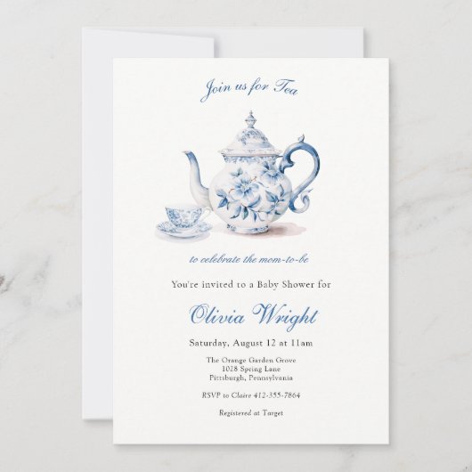 Thee voor de moeder om Baby shower Tea Party Kaart (Voorkant)