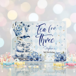 Thee voor drie, derde bloemen verjaardag voor kind groot cadeauzakje