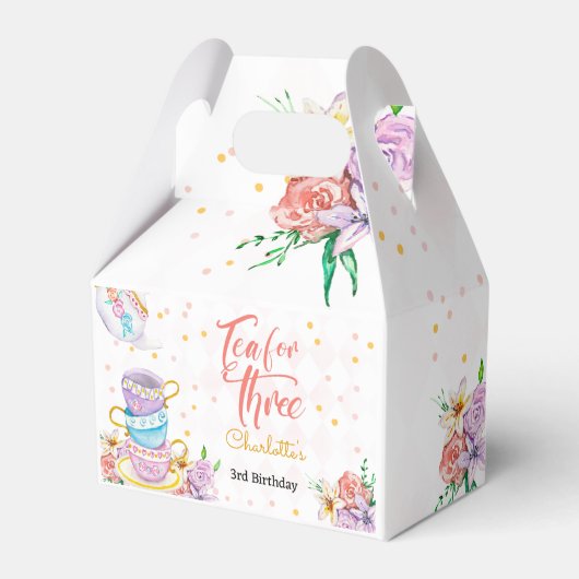 Thee voor drie, derde thee verjaardag bedankdoosjes (Achterkant)