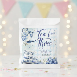 Thee voor drie, derde verjaardag voor kinderen bedankzakje