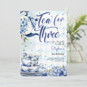 Thee voor drie, derde verjaardag voor kinderen kaart (Staand voorkant)