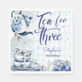 Thee voor drie, derde verjaardag voor kinderen servet (Voorkant)