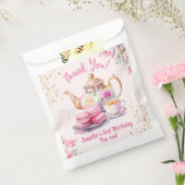 Thee voor drie! Meisje Roze 3e verjaardag Tea Part Bedankzakje (Gezegeld)