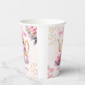 Thee voor drie! Meisje Roze 3e verjaardag Tea Part Papieren Bekers (Rechts)