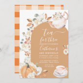 Thee voor Drie Pompoen Boho Bloemen 3e Verjaardag Kaart (Voorkant / Achterkant)