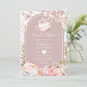 Thee voor Drie Roze Pioenpompoen Herfst 3e verjaar Kaart (Staand voorkant)