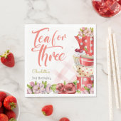 Thee voor drie, thee bloemig derde verjaardag servet (Insitu)