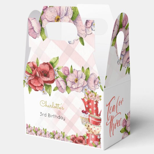 Thee voor drie, thee bloemige verjaardag bedankdoosjes (Geopend)