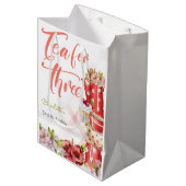 Thee voor drie, thee bloemige verjaardag medium cadeauzakje (Voorkant Gekanteld)