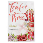 Thee voor drie, thee bloemige verjaardag medium cadeauzakje (Voorkant)
