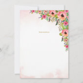 Thee voor Drie Uitnodiging, Roze Bloemen 3e Verjaa Kaart (Achterkant)