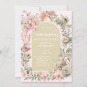 Thee voor drie Wildflower Garden verjaardagen Kaart (Voorkant)