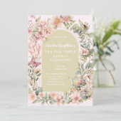 Thee voor drie Wildflower Garden verjaardagen Kaart (Staand voorkant)