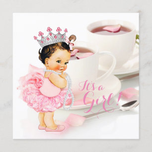 Thee voor prinses baby shower kaart