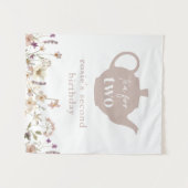 Thee voor twee 2e verjaardag bloemen wandkleed (Voorkant (horizontaal))