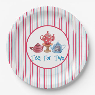 thee voor twee 7-inch Borden theapots Papieren Bordje