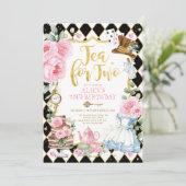 Thee voor Twee Alice in Wonderland Bloem Verjaarda Kaart (Staand voorkant)