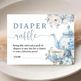 Thee voor Twee Baby Shower Jongen Blauwe Luier Raf Informatiekaartje
