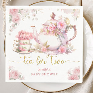 Thee voor Twee Baby Shower Thee Feest Roze Bloemen Servet