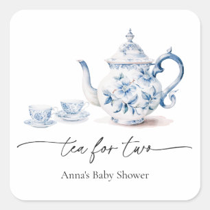 Thee voor twee Baby shower Vierkante Sticker