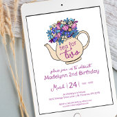 Thee voor Twee Bloemen 2e Verjaardagsfeestuitnodig Kaart