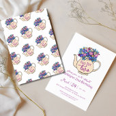 Thee voor Twee Bloemen 2e Verjaardagsfeestuitnodig Kaart
