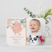 Thee voor Twee Bloemen Tea Party Foto 2e Verjaarda Kaart (Staand voorkant)