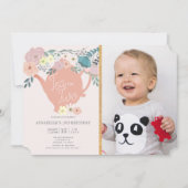 Thee voor Twee Bloemen Tea Party Foto 2e Verjaarda Kaart (Voorkant)