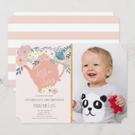 Thee voor Twee Bloemen Tea Party Foto 2e Verjaarda Kaart