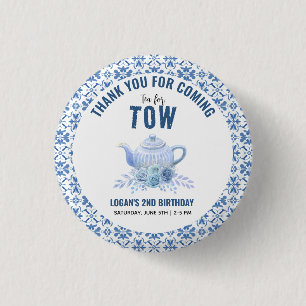 Thee voor Twee – Bloemige 2e Verjaardagsfeestje Ronde Button 3,2 Cm