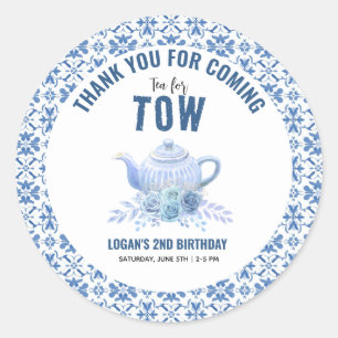 Thee voor Twee – Bloemige 2e Verjaardagsfeestje Ronde Sticker