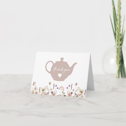 Thee voor twee bloemige verjaardag bedankkaartje bedankkaart (Voorkant)