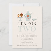 Thee voor twee | Blue Tea Party Baby shower Kaart (Voorkant)